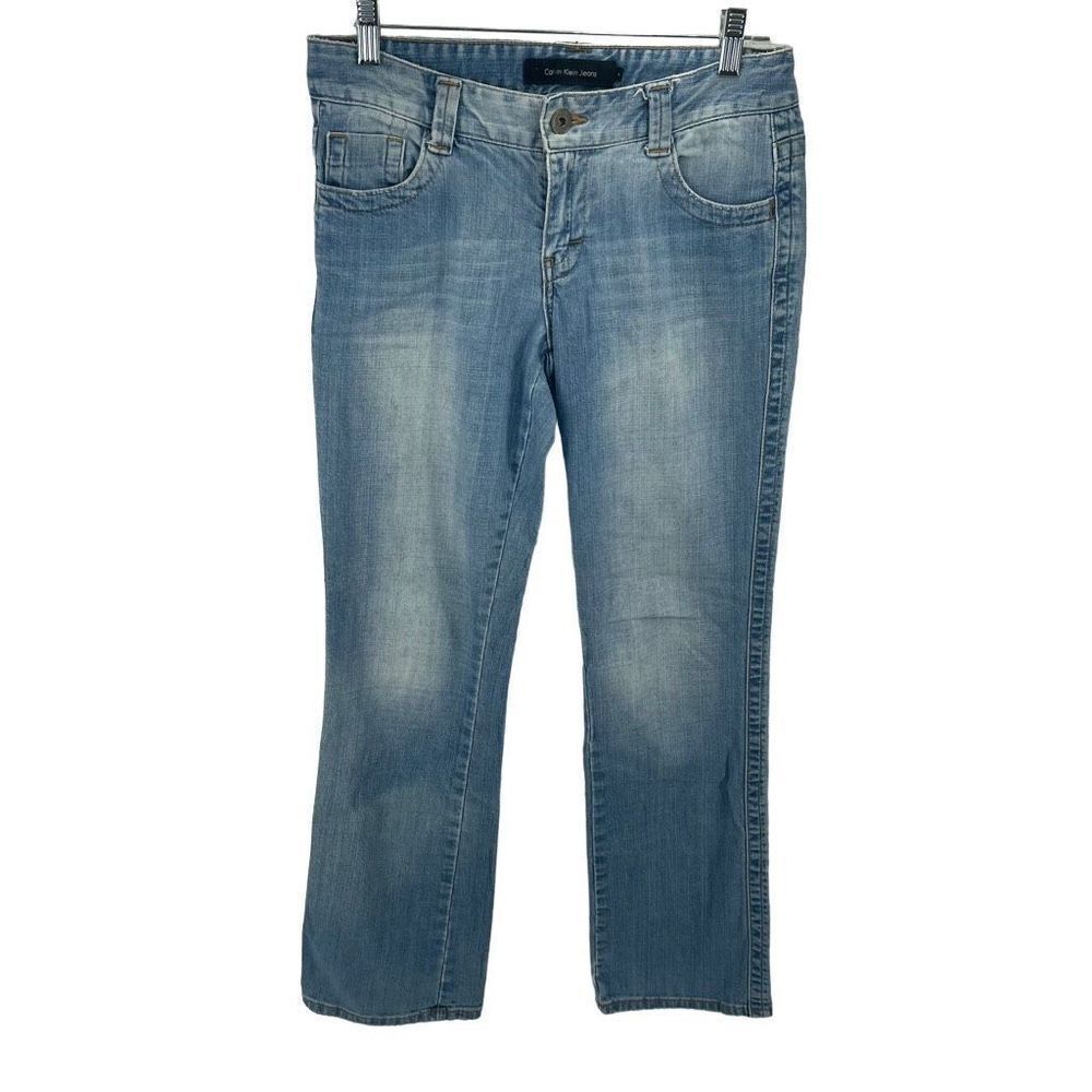 Calvin Klein Jeans Women's Straight Leg Medium Wash Stretch Denim Blue Size 4
